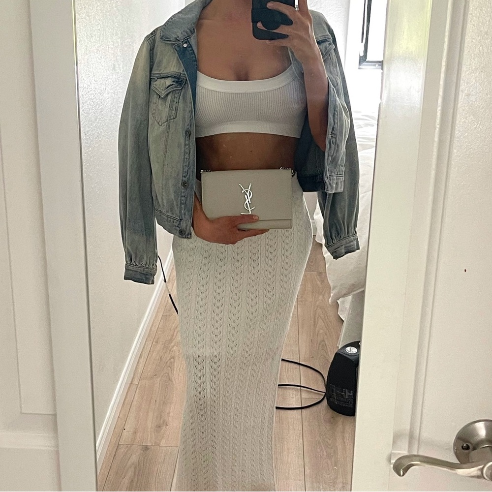 Light wash denim jean jacket puff sleeve detail xs 0